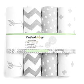 img 4 attached to 🛏️ Premium Pack n Play Sheets – Set of 4 – 100% Super Soft Jersey Knit Cotton – Playard Mattress Sheets – Fitted Playpen Play Yard Mini Crib Sheet – Boy & Girl – Portable – 24 x 38 x 5 inches