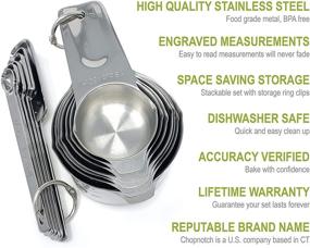 img 2 attached to 🥄 Chopnotch Premium Stainless Steel Measuring Cups and Spoons Set - Complete Set of Stainless Steel Measuring Cups and Spoons