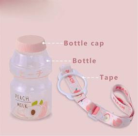 img 2 attached to 🍑 Yakult Shape Milk Carton Shaker Bottle for Kids/Girls - Cute Kawaii Design, Includes Matching Straps - 480ml Capacity - Peach (Clear)