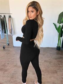 img 1 attached to 🔥 Lagshian Women's Sexy 2 Piece Outfits - Long Sleeve Crop Top and High Waist Pant Set for Alluring Style