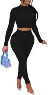 🔥 lagshian women's sexy 2 piece outfits - long sleeve crop top and high waist pant set for alluring style logo