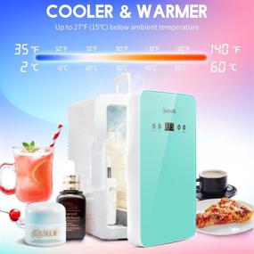 img 2 attached to 🥦 AstroAI Mini Fridge 6L/8 Can Skincare Fridge - Upgraded Temperature Control Panel - AC/12V DC Portable Cooler and Warmer for Christmas Gift, Skin Care, Foods, Medications - Green