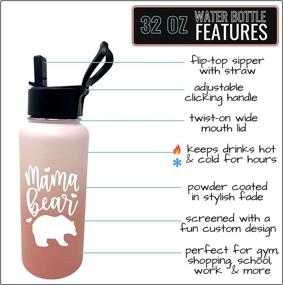 img 2 attached to 🐻 Mama Bear Rose Gold Tumbler with Straw - Perfect New Mom Gift, Stainless Steel 32 oz Water Bottle