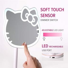 img 1 attached to 💄 Enhance Your Beauty with Impressions Hello Kitty LED Rechargeable Makeup Mirror: 360° Rotation, Touch Sensor, Light Strip & Brightness Control