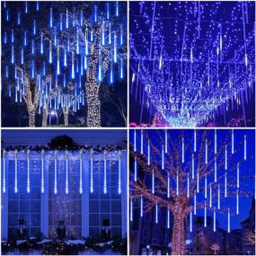 img 3 attached to 🎄 Joycabin Meteor Shower Rain Light: Waterproof Christmas Lights for Stunning Holiday Decor - Blue, 8 Tube 192 LEDs