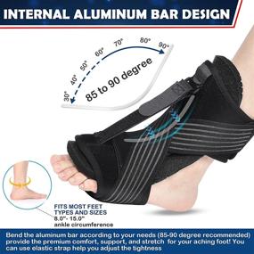 img 4 attached to 🌿 2021 Upgraded Adjustable Plantar Fasciitis Night Splint - Effective Relief for Foot Drop, Ankle Pain, Heel Pain, Achilles Tendonitis - Enhanced Support in Black