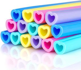 img 4 attached to 🥤 15-Pack Flexible Silicone Straws, Assorted Colors, 10" Heart Shaped, Food-Grade Set + 2 Cleaning Brushes - Hot/Cold Drinks, Reusable, Dishwasher Safe, Unbreakable