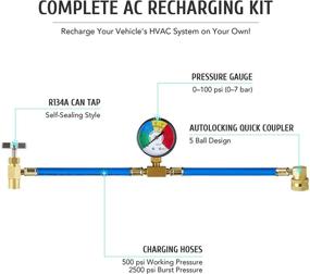 img 3 attached to 🌬️ Набор для зарядки кондиционера автомобиля Orion Motor Tech: набор для перезарядки R134a с двойным манометром, шлангами и многим другим