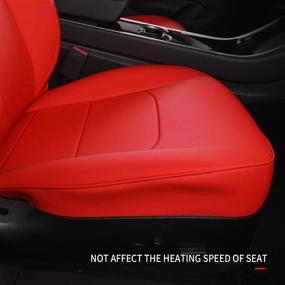 img 2 attached to Xipoo Fit Tesla Model 3 Model Y Car Seat Cover PU Leather Cover All Season Protection For Tesla Model 3 2017-2021 Model Y 2020 2021 (Red-PU