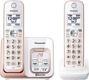 img 3 attached to 📞 Беспроводная телефонная система Panasonic с технологией Link2Cell Bluetooth, голосовым помощником, блокировкой вызовов и автоответчиком - 2 наушника - KX-TGD562G (розовое золото/белый)