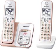📞 panasonic cordless phone system with link2cell bluetooth, voice assistant, call blocking & answering machine - 2 handsets - kx-tgd562g (rose gold/white) logo