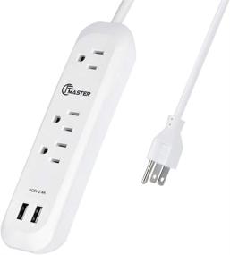 img 4 attached to SGS Listed USB Power Strip Surge Protector with 3 Outlets and 2 USB Ports - 6ft Extension Cord, Over Voltage Protection, Mountable - Ideal for Home Office - White