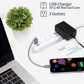 img 2 attached to SGS Listed USB Power Strip Surge Protector with 3 Outlets and 2 USB Ports - 6ft Extension Cord, Over Voltage Protection, Mountable - Ideal for Home Office - White