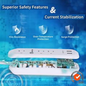 img 3 attached to SGS Listed USB Power Strip Surge Protector with 3 Outlets and 2 USB Ports - 6ft Extension Cord, Over Voltage Protection, Mountable - Ideal for Home Office - White