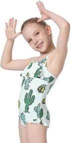 img 2 attached to 🍦 Cadocado Girls One-Piece Swimsuit with Ice Cream Print: Cross-Back Swimwear for Beach Activities and Vacation Essentials