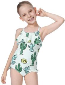 img 3 attached to 🍦 Cadocado Girls One-Piece Swimsuit with Ice Cream Print: Cross-Back Swimwear for Beach Activities and Vacation Essentials