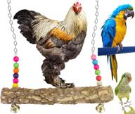 🐦 motbach parrot myna bird swing toy: handmade chicken swing with zanthoxylum wooden pole for large bird parrot hens macaw training logo