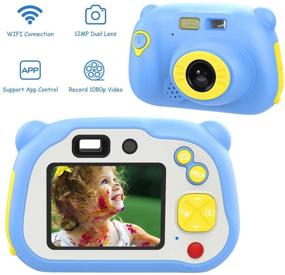img 4 attached to 📷 Moko Upgrade Kids Selfie Camera: WiFi 12MP Dual Lens Digital Video Camera for Boys Girls - Blue | Ideal Christmas Birthday Gifts for Ages 3-12