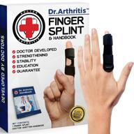 🖐️ dr. arthritis finger splint and handbook [1-piece] - trigger finger brace for index, middle, ring & pinky finger - padded splints for straightening - black, s/m логотип