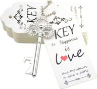 🗝️ aokbean 52pcs antique silver skeleton key bottle opener set – ideal rustic wedding decor, souvenirs & gifts with escort gift tag card and keychain логотип