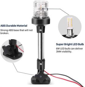 img 1 attached to ⚓️ Obcursco Boat Stern Light - Adjustable, White All-Round Anchor Light, 9-inch Fold-Down Design