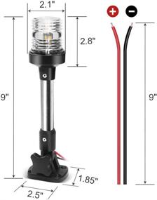 img 2 attached to ⚓️ Obcursco Boat Stern Light - Adjustable, White All-Round Anchor Light, 9-inch Fold-Down Design