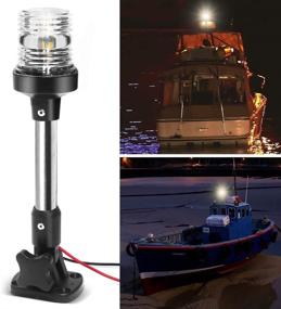 img 4 attached to ⚓️ Obcursco Boat Stern Light - Adjustable, White All-Round Anchor Light, 9-inch Fold-Down Design