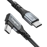 🔌 быстрый зарядный usb c к usb c кабель 3 фута - 100вт pd передача энергии с разъемом под прямым углом - совместим с macbook, ipad pro 2020, galaxy s21, huawei p40 и другими - fasgear 5a type c кабель (черный) логотип