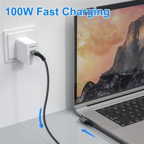 img 3 attached to 🔌 Быстрый зарядный USB C к USB C кабель 3 фута - 100Вт PD передача энергии с разъемом под прямым углом - Совместим с MacBook, iPad Pro 2020, Galaxy S21, Huawei P40 и другими - Fasgear 5A Type C кабель (черный)