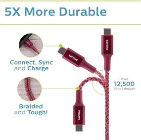 img 1 attached to Philips 3 Foot USB Type C Cable - Fast Charging, Durable Braided Design (Red) - Compatible with iPad Pro, MacBook Pro, Samsung Galaxy S21/S10/S9/Plus, Google Pixel 5/C/3/2/XL - DLC5203RA/37