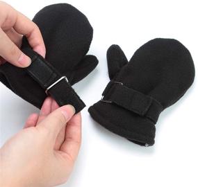 img 1 attached to 🧤 Cooraby Sherpa Lined Mittens for Toddlers and Kids - 2 Pairs of Winter Gloves with Adjustable Mitten Clips for Baby Boys or Girls