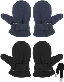 img 4 attached to 🧤 Cooraby Sherpa Lined Mittens for Toddlers and Kids - 2 Pairs of Winter Gloves with Adjustable Mitten Clips for Baby Boys or Girls