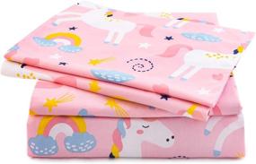 img 4 attached to 🦄 Sivio Full Size Bed Sheets Pink Unicorn Theme 4-Piece Kids Bedding Set - Super Soft Cozy Cotton, Durable, Moisture Wicking Bedding