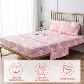 img 3 attached to 🦄 Sivio Full Size Bed Sheets Pink Unicorn Theme 4-Piece Kids Bedding Set - Super Soft Cozy Cotton, Durable, Moisture Wicking Bedding