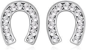 img 4 attached to 🍀 925 Sterling Silver Horseshoe Stud CZ Pony U Earrings: Powerful Good Luck Jewelry for Women and Girls!