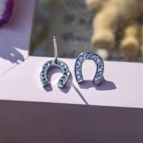 img 1 attached to 🍀 925 Sterling Silver Horseshoe Stud CZ Pony U Earrings: Powerful Good Luck Jewelry for Women and Girls!