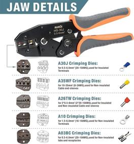 img 2 attached to 🛠️ IWISS Ratchet Wire Crimping Tool Kit with 5 Interchangeable Jaws, Wire Stripper and Cutter for Insulated and Non-Insulated Terminals 0.5-35mm ² in Oxford Bag Packaging