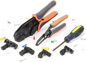 img 3 attached to 🛠️ IWISS Ratchet Wire Crimping Tool Kit with 5 Interchangeable Jaws, Wire Stripper and Cutter for Insulated and Non-Insulated Terminals 0.5-35mm ² in Oxford Bag Packaging