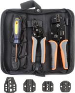🛠️ iwiss ratchet wire crimping tool kit with 5 interchangeable jaws, wire stripper and cutter for insulated and non-insulated terminals 0.5-35mm ² in oxford bag packaging logo