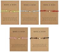 🌟 set of 5 emesly friendship charm adjustable bracelets: perfect jewelry gift for friends & family (with message card) logo