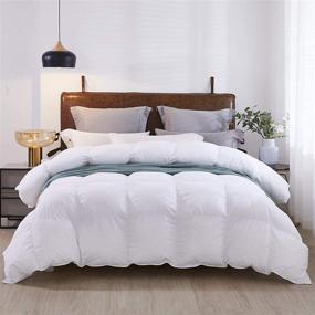 img 1 attached to 🛏️ Luxurious Elcherthe Queen Size Goose Down Feather Comforter - All Season Duvet Insert with 8 Corner Tabs, 100% Cotton Fabric - 700+ Fill Power, 90x90 Inches