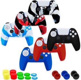 img 4 attached to 🎮 【6 Pack】 PS5 Controller Silicone Skin Cover with Thumb Grips Cases - Soft, Anti-Slip Protector for Playstation 5 (6 Pack)