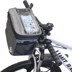 img 4 attached to 🚲 Bike Accessories Handlebar Bag - Waterproof Cycling Phone Holder Mount Front Bag, Bike Basket with Pocket Cold and Warm Insulation, Bikes Storage Pouch for Cycling Men Women Outdoor, Gray