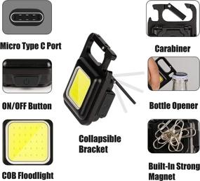 img 1 attached to 800 Lumens Rechargeable COB Small Flashlights with Folding Bracket, Bottle Opener, and Magnet Base – Portable Pocket Light for Fishing, Walking, and Camping