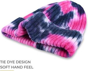 img 1 attached to accsa Winter Tie Dye Beanie Hat - Rib Knit, Stretchy, Warm and Cozy, Fold-up Cuff - Unisex Men's and Women's Beanie Hat