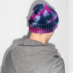 img 2 attached to accsa Winter Tie Dye Beanie Hat - Rib Knit, Stretchy, Warm and Cozy, Fold-up Cuff - Unisex Men's and Women's Beanie Hat