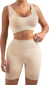 img 4 attached to EUYZOU Womens Ribbed Workout Outfits Outdoor Recreation and Outdoor Clothing