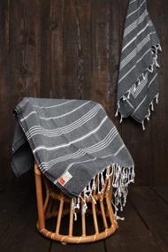 img 1 attached to 🏖️ No1 ICONIC Turkish Towels - Set of 6 Oversized Towels, 38x70 - 100% Cotton Prewashed, Ultra Soft, Quick Dry, Easy On The Go, Absorbant Peshtemal - Best Pestemal for Bath, Beach, SPA, Gym, Black