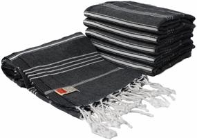 img 3 attached to 🏖️ No1 ICONIC Turkish Towels - Set of 6 Oversized Towels, 38x70 - 100% Cotton Prewashed, Ultra Soft, Quick Dry, Easy On The Go, Absorbant Peshtemal - Best Pestemal for Bath, Beach, SPA, Gym, Black