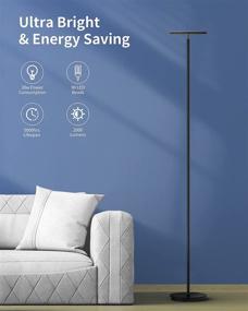 img 1 attached to 🔆 Modern LED Floor Lamp for Living Rooms, Bedrooms, and Offices - Nekteck Torchiere Standing Pole Lamp with Touch Control, 30w/2000LM, 3000K Warm White Illumination